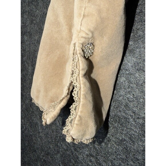 Old Navy Tan Velvet Blazer Jacket Lace Cuff Vintage Victorian Style Women's Sz M - Picture 11 of 12